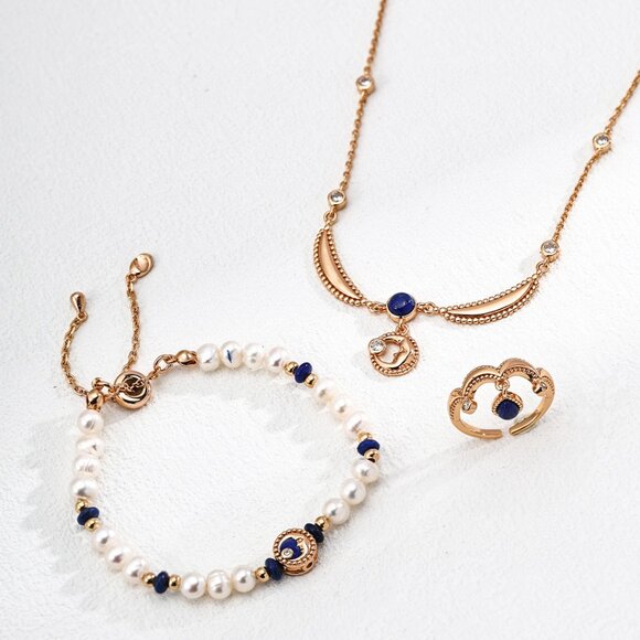 ✨ Artisan Original Lapis Lazuli Dangle Crown Ring | S925 Gold Adjustable - Picture 12 of 14